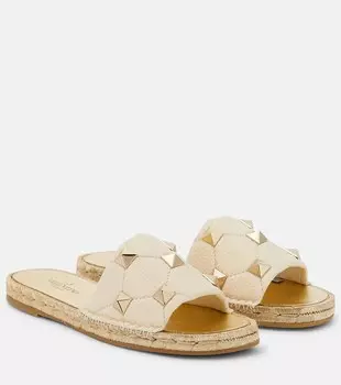 Шлепанцы-эспадрильи Roman Stud Valentino Garavani, бежевый