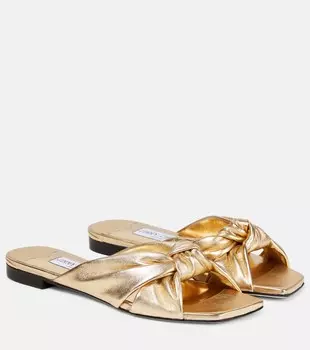 Шлепанцы Avenue из металлизированной кожи Jimmy Choo, золотой