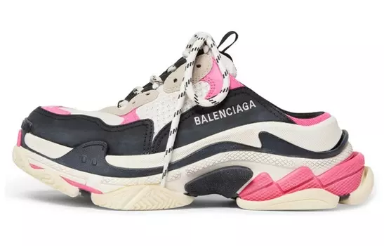 Шлепанцы Balenciaga Triple S женские, черный / белый / розовый