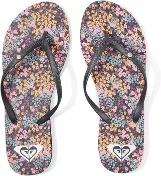 Шлепанцы Bermuda Print Roxy, цвет Black/Orange 1