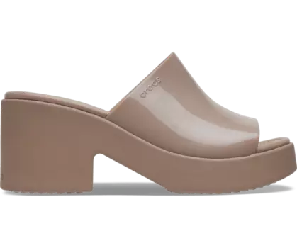 Шлепанцы Brooklyn Slide на высоком блестящем каблуке Crocs женские, цвет Latte