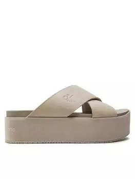 Шлепанцы Calvin Klein Jeans Flatform Cross Mg Uc, бежевый
