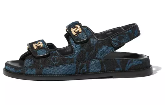 Женские шлепанцы Chanel, черный/синий