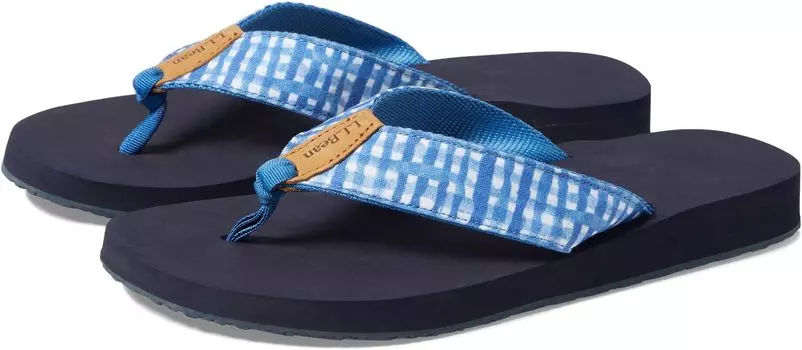 Шлепанцы Classic Maine Isle Flip-Flop 3 Woven Print L.L.Bean, цвет Marine Blue Gingham