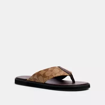 Шлепанцы COACH Flip Flop, цвет KHAKI MULTI