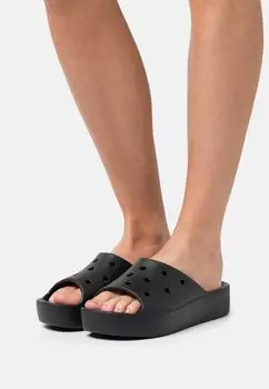 Шлепанцы женские Crocs на толстой подошве, черный