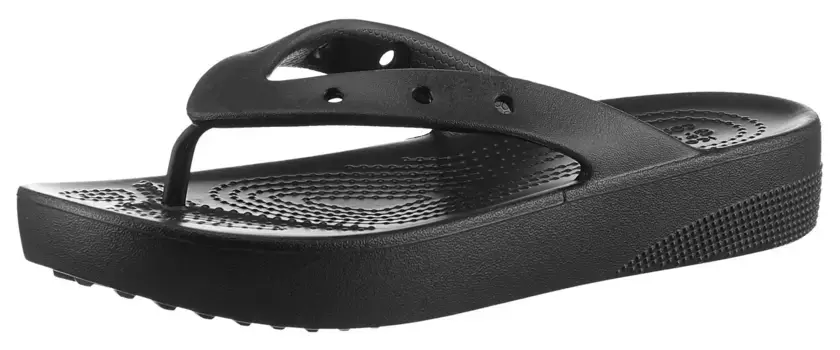 Шлепанцы Crocs "Classic Platform Flip W", летняя обувь, тапочки, туфли для бассейна на платформе, черный