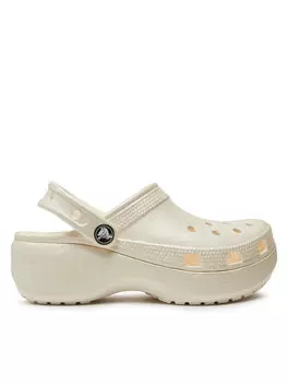 Шлепанцы Crocs Classic Platform Glitter Clog W, экрю