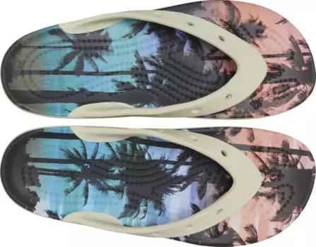 Шлепанцы Crocs Classic Platform Retro Resort с подошвой-платформой, цвет Bone-Multi-Palmen