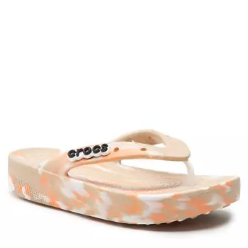 Шлепанцы Crocs ClassicPlatform Marbled, бежевый