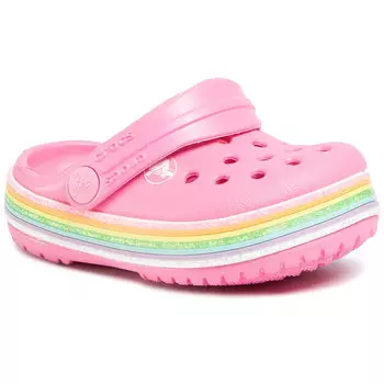 Шлепанцы Crocs CrocbandRainbow Glitter, розовый
