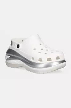Шлепанцы Crocs Mega Crush Metallic Clog, белый