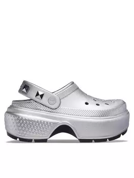 Шлепанцы Crocs Stomp Metallic Clog 210362 Plata, серебряный