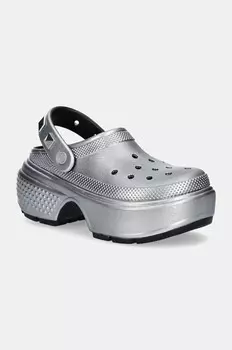 Шлепанцы Crocs Stomp Metallic Clog, серебряный