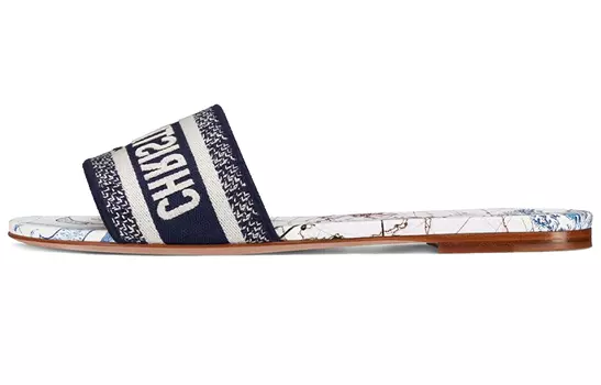 Женские тапочки Dior Dway, синий/белый