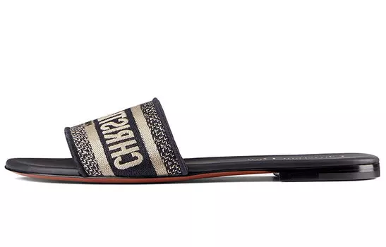 Женские тапочки Dior Christian, черный/белый