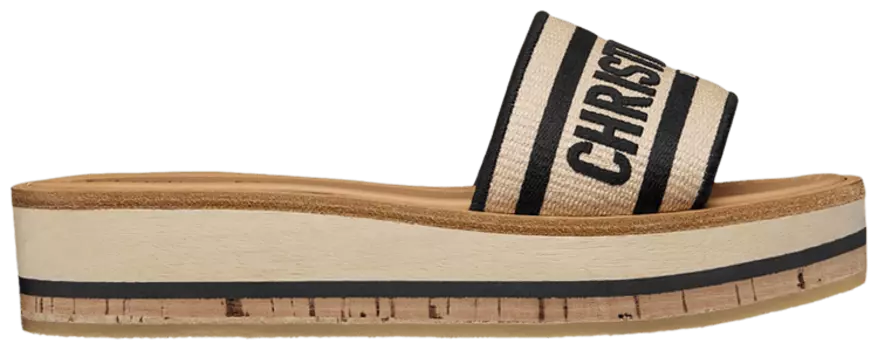 Шлепанцы Dior Wmns DWay Slide 'Raffia Black', кремовый