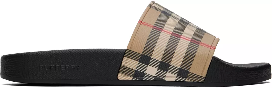Шлепанцы для бассейна бежевого цвета Burberry, Archive beige