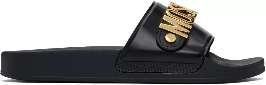 Шлепанцы для бассейна с черным логотипом Moschino