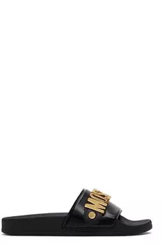 Шлепанцы для бассейна с черным логотипом Moschino