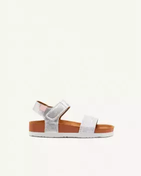 Шлепанцы для девочек с биоподошвой и регулируемым ремешком с клейкой застежкой Gioseppo, серебряный