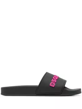Шлепанцы Dsquared2 With Embossed Logo, черный/розовый