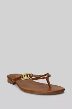 Шлепанцы Emalia из кожи наппа Lauren Ralph Lauren, коричневый