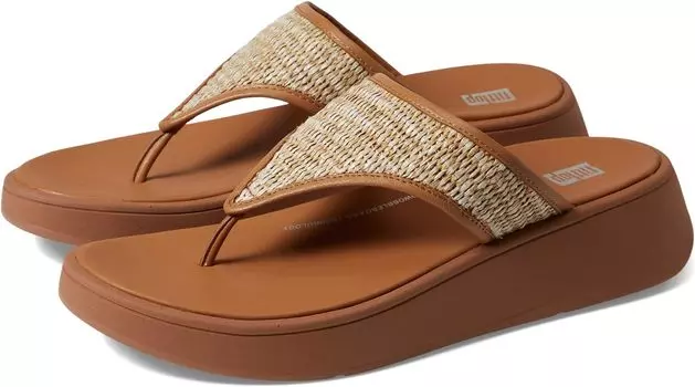 Шлепанцы F-Mode Woven-Raffia Flatform Toe Post Sandals FitFlop, цвет Latte Tan/Ivory
