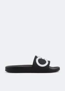 Шлепанцы FERRAGAMO Groovy slides, черный