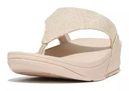 Шлепанцы Fitflop "LULU GLITZ", каблук-танкетка, летняя обувь, микрокабельная доска - удобная стелька, цвет Natur