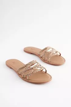 Шлепанцы Forever Comfort с отделкой из рафии Next, белый