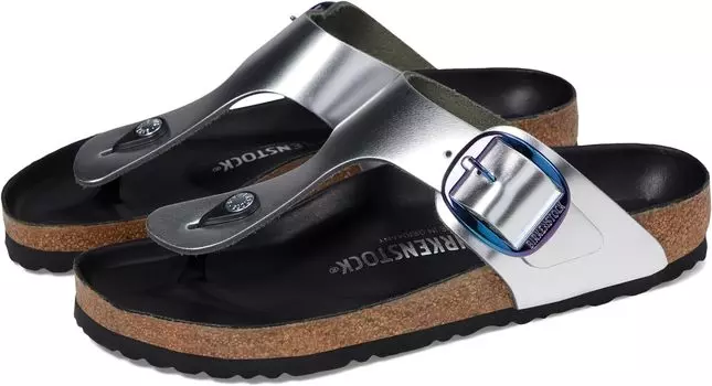 Шлепанцы Gizeh Big Buckle - Metallic Leather Birkenstock, цвет Metallic Silver