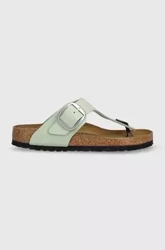 Шлепанцы Gizeh из нубука с большой пряжкой Birkenstock, зеленый