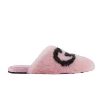 Шлепанцы Gucci Wmns Faux-Fur Slipper Interlocking G - Pink Black, розовый