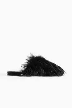 Шлепанцы H&M A/W 2024 Fluffy Mules, черный