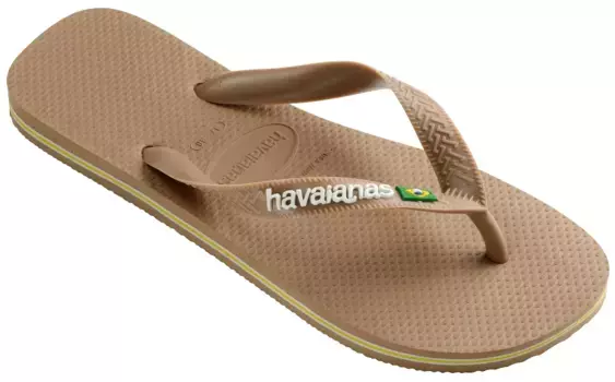 Шлепанцы Havaianas "BRASIL LOGO", летняя обувь, тапочки, туфли для бассейна с надписью-логотипом, цвет Natur-Rose