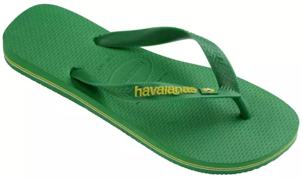Шлепанцы Havaianas "BRASIL LOGO NEON", летняя обувь, тапочки, туфли для бассейна с бразильскими деталями, зеленый