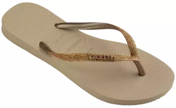 Шлепанцы Havaianas "SLIM GLITTER 2", летняя обувь, тапочки, туфли для бассейна с блестящими деталями, цвет Sand