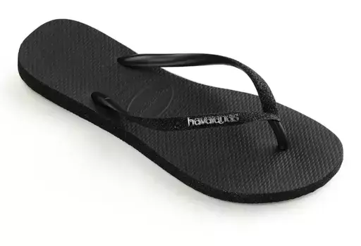 Шлепанцы Havaianas "SLIM SPARKLE 2", летняя обувь, тапочки, туфли для бассейна с блестками, черный