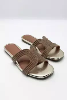 Шлепанцы Hera Diamante с декором и вырезами Miss Diva, розовое золото