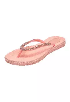 Шлепанцы Ilse Jacobsen "CHEERFUL03G", стелька с рисунком, блестящие камни, массажный эффект, коралловый