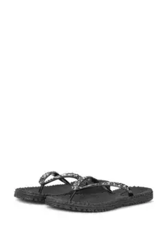 Шлепанцы Ilse Jacobsen "CHEERFUL03G", стелька с рисунком, блестящие камни, массажный эффект, черный