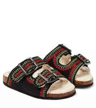 Шлепанцы из холста с вышивкой Stella Mccartney Kids, синий