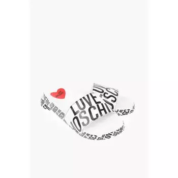 Шлепанцы из искусственной кожи с логотипом LOVE Moschino, White