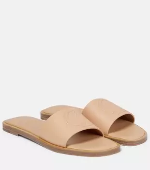 Шлепанцы из кожи с тиснением cl Christian Louboutin, нейтральный