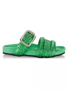 Шлепанцы из металлизированной рафии с двумя ремешками Emili Sindlev x Bettina Vermillon Buenavista Bettina Vermillon, зеленый