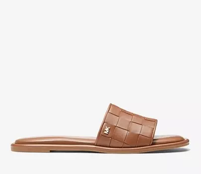 Шлепанцы из плетеной кожи Michael Michael Kors Hayworth, коричневый