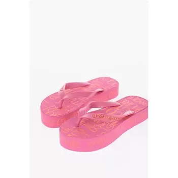 Шлепанцы JEANS COUTURE с логотипом по всей поверхности и платформой 3,5 см Versace, Multicolor
