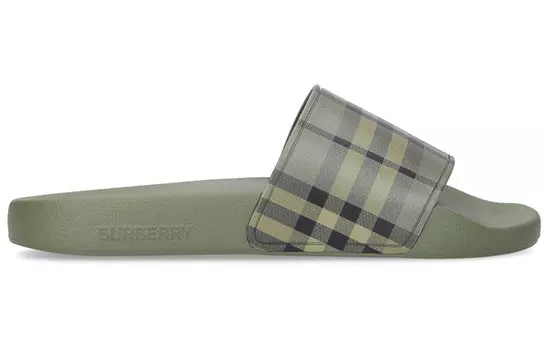 Шлепанцы клетчатые Burberry Furley, зеленый