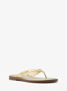 Шлепанцы Koko из потрескавшейся металлизированной кожи Michael Kors, золотой